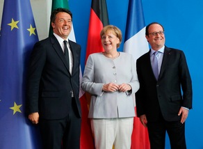 Euro 2016 Italia, Renzi esulta: «Spettacolo vedere il 2-0 con Merkel e Hollande!»