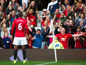 Manchester United-Leicester 4-1, primo gol di Pogba con i Red Devils