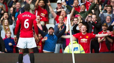 Manchester United-Leicester 4-1, primo gol di Pogba con i Red Devils
