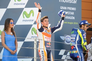 MotoGp Aragon, Marquez: «Vittoria importante, Rossi era troppo vicino»
