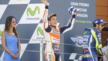 MotoGp Aragon, Marquez: «Vittoria importante, Rossi era troppo vicino»