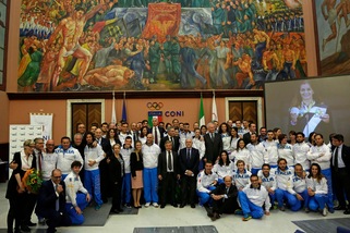 Scherma, sfilata degli azzurri al Coni: «Norcia nel cuore»