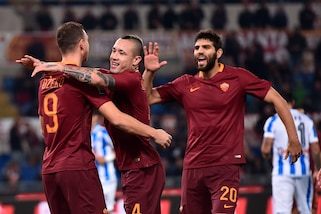 Roma-Pescara 3-2: Dzeko-Perotti show, Juventus a +4