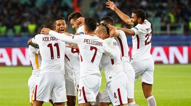 Qarabag-Roma 1-2, festa Champions a Baku per Di Francesco