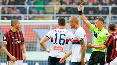 Milan-Genoa 0-0: Bonucci espulso, salta la Juve