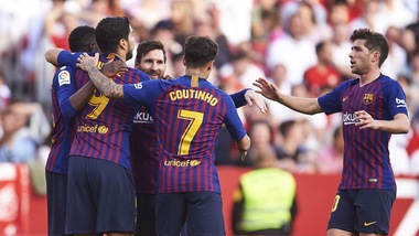 Liga: Messi tris a Siviglia, il Barcellona vola