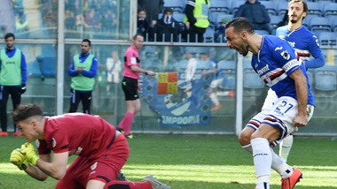 Quagliarella, che sfogo con Cragno: fotosequenza dal gol all'esultanza