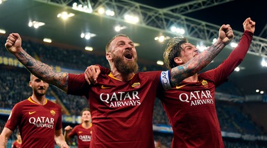 Sampdoria-Roma 0-1: risolve De Rossi, Milan a -1