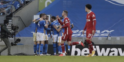 Beffa Liverpool, solo un pari a Brighton: Mourinho prova il sorpasso. Ancelotti ko, goleada del City