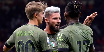 Milan-Bologna 2-0: Leao e Giroud, Pioli primo. Pari Spezia-Sassuolo