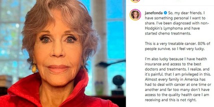 Jane Fonda, l'annuncio sui social: "Ho il cancro, mi posso curare"