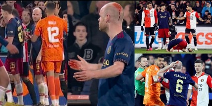 Feyenoord-Ajax sospesa per 40': Klaassen colpito alla testa da un oggetto!