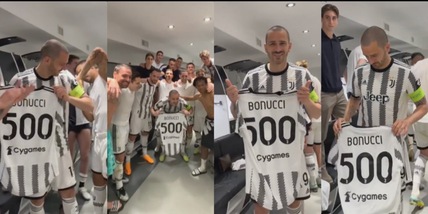 Juventus, Bonucci 500: la festa negli spogliatoi e l’umiltà di Danilo