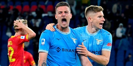 Lazio-Lecce 2-2: Oudin-bis annulla Immobile, Milinkovic pareggia al 94'