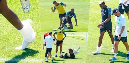 Napoli, Osimhen ko alla caviglia dopo un contrasto con Natan: fotosequenza