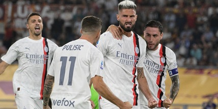 Roma-Milan 1-2, Giroud Leao firmano il blitz. Esordio per Lukaku nella ripresa