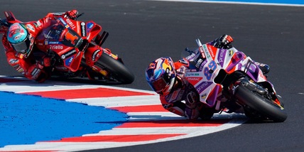 Martin-Bagnaia, doppietta Ducati nella Sprint in India. Marini out