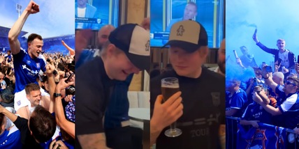 L'Ipswich torna in Premier League: il tifoso vip non trattiene l'euforia