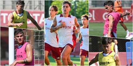 Roma, Dybala guida l’allenamento sotto gli occhi di De Rossi
