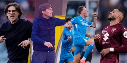 L’abbraccio Vanoli-Conte e la gioia McTominay: il film di Toro-Napoli