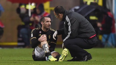 Juventus, tegola Chiellini: out venti giorni