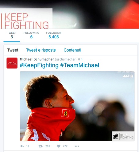 Schumacher: parte iniziativa "Continua a combattere"