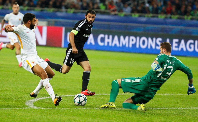Champions League Qarabag-Roma 1-2, il tabellino