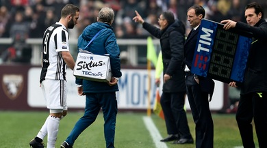 Torino-Juventus, Higuain infortunato esce al 15'