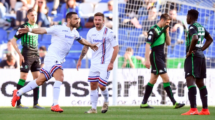 Quagliarella gol, manita Samp: 5-3 al Sassuolo