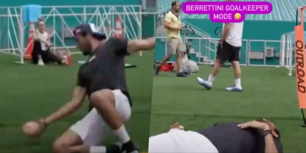 Berrettini modalità portiere: chiama in causa Donnarumma