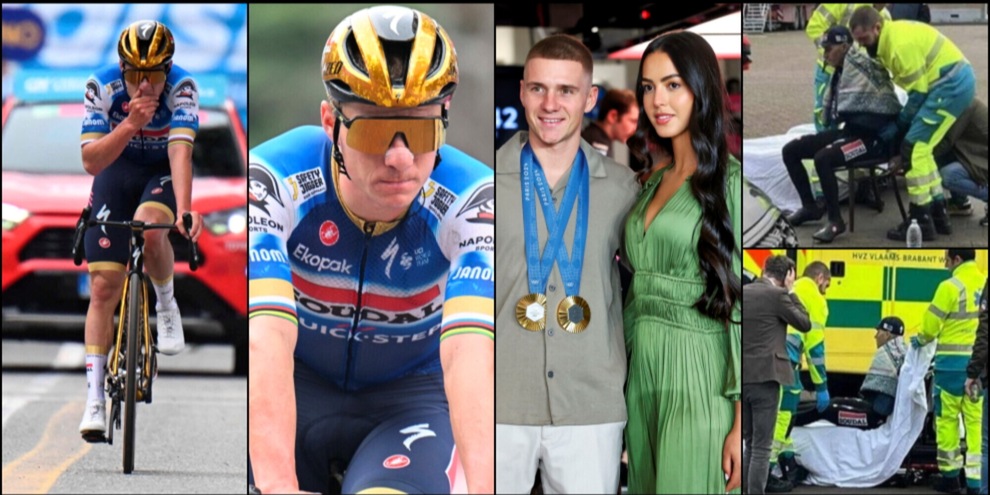 Evenepoel si schianta in bici contro il furgone delle poste: è in ospedale