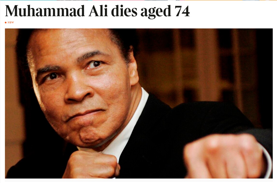 La scomparsa di Muhammad Ali, le reazioni dal mondo