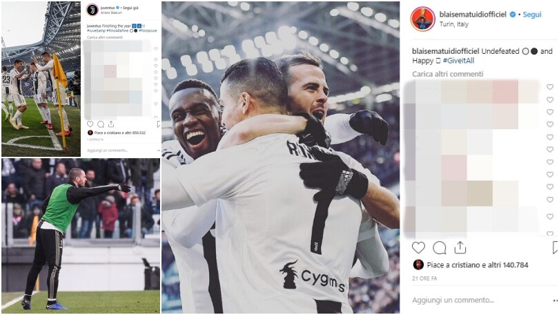 Juventus, orgoglio social: «Felici e imbattuti. Ci vediamo ne 2019!»