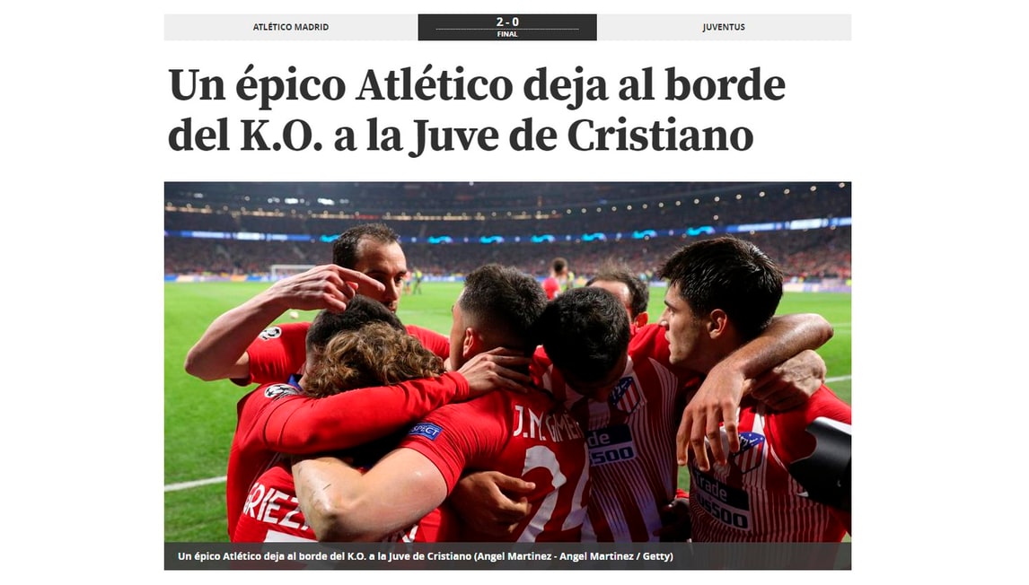 La stampa spagnola esalta l'Atletico Madrid: «Cristiano Ronaldo alle corde»