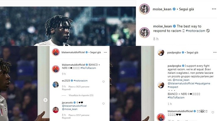 Juve, Kean posta la foto dell'esultanza e scrive: «Il miglior modo per rispondere al razzismo»