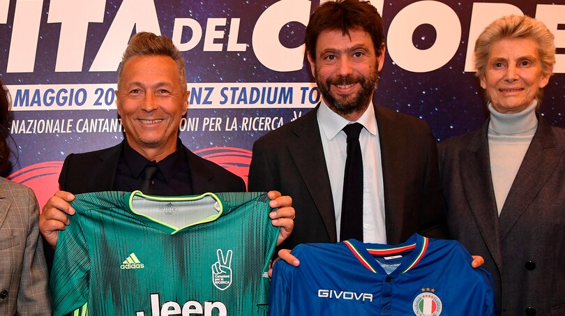 "La partita del cuore" all'Allianz. Agnelli alla presentazione