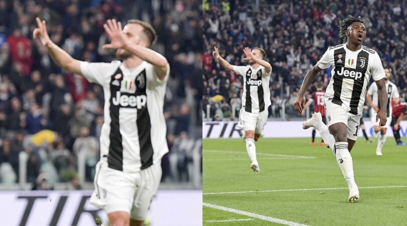 Juve-Milan, Kean segna il 2-1 e Pjanic mostra il numero 8 ai tifosi. L'ottavo scudetto di fila è a un passo