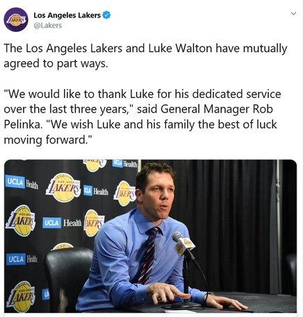 Nba, Walton non è più l'allenatore dei Lakers