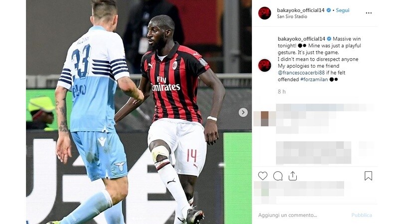 Immobile a Kessie e Bakayoko: «Due piccoli "uomini" che mostrano la maglia di un campione»