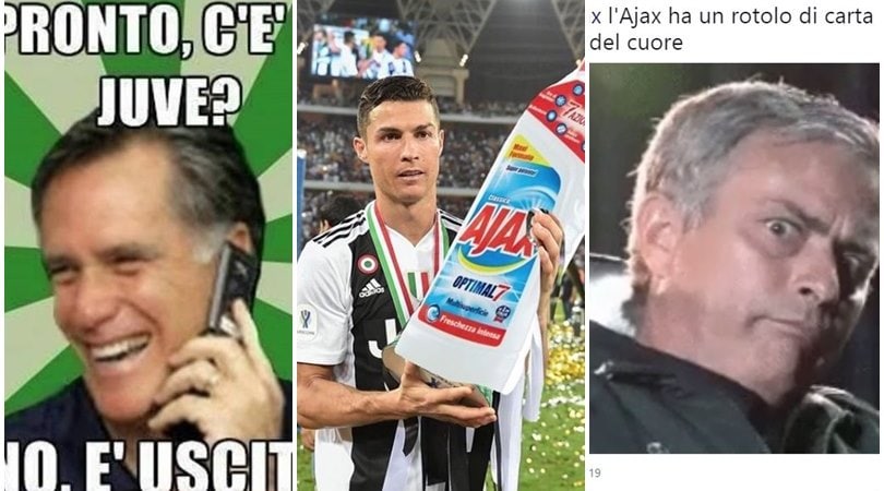 Juve eliminata dall'Ajax, i social si scatenano