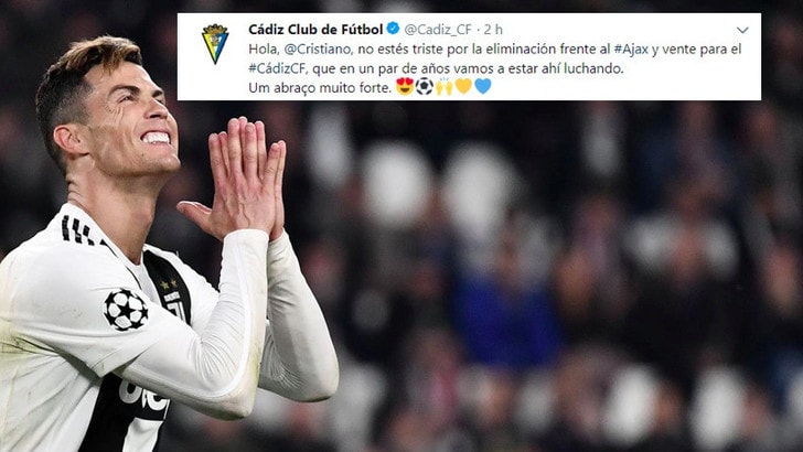 Il Cadice rincuora Cristiano Ronaldo: «Vieni a vincere la Champions con noi»