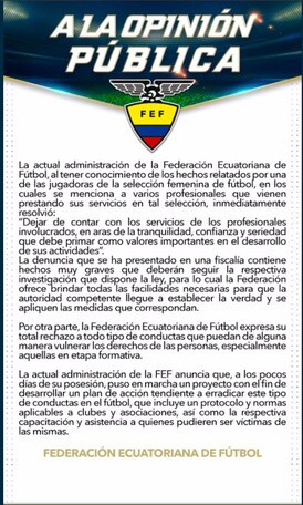 Ecuador: Luis Pescarolo, Ct della nazionale femminile, licenziato per abusi sessuali