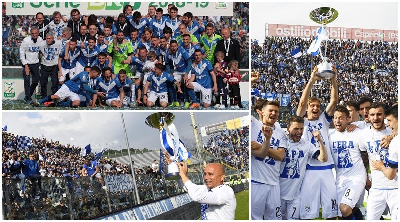 Il Brescia alza al cielo lo Scudetto di Serie B ed esplode la festa