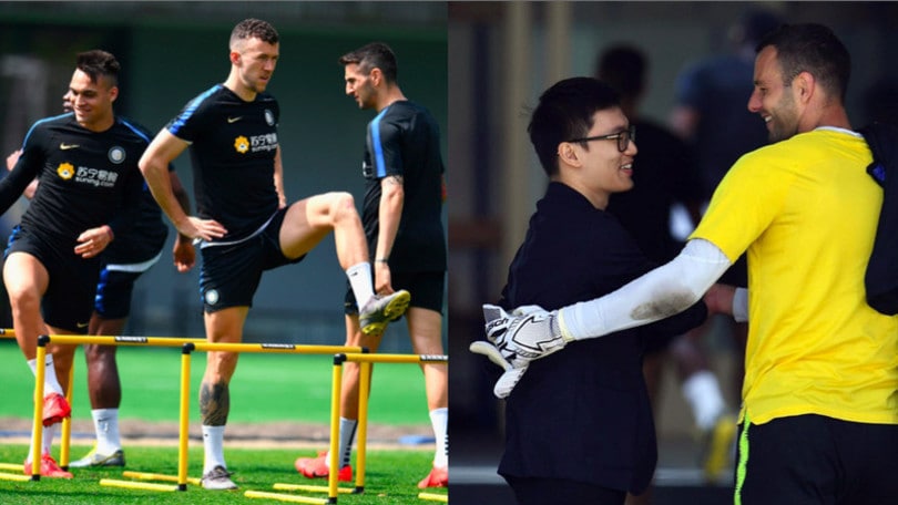 Inter, allenamento sotto gli occhi del presidente