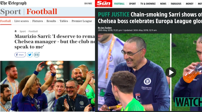 Sarri, la stampa inglese: "Futuro incerto dopo il trionfo in Europa League"