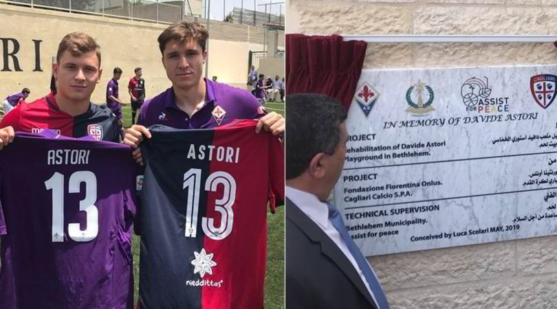 Astori, inaugurato il campo a Betlemme: Cagliari e Fiorentina lo ricordano così