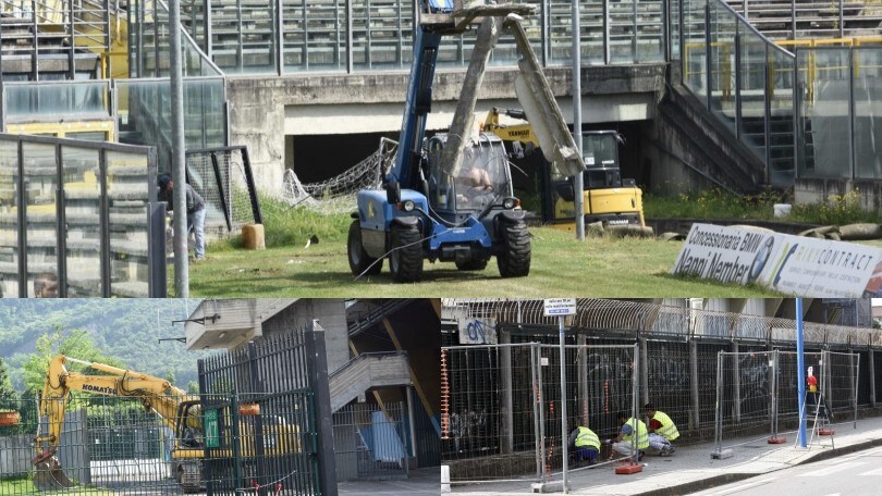 Brescia, ruspe e operai allo stadio Rigamonti per un look da Serie A