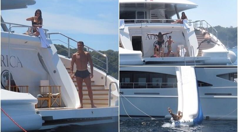 Ronaldo, super vacanza: che tuffi dallo yacht!