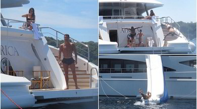 Ronaldo, super vacanza: che tuffi dallo yacht!