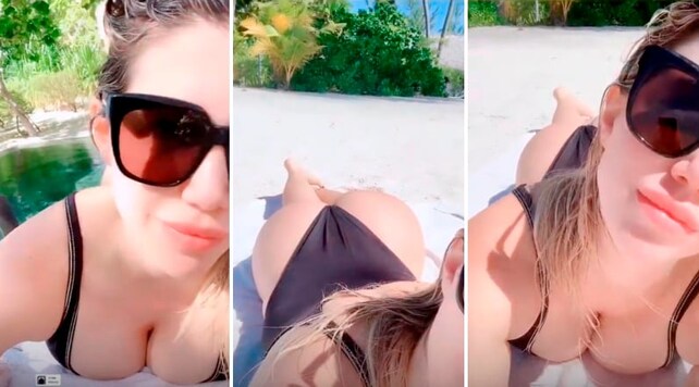 Wanda Nara, scatti hot dalla Polinesia francese